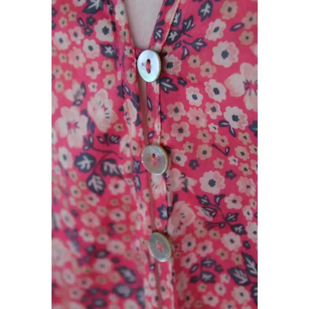 Spell and the Gypsy Poppy Smock floral all over print mini dress M puff sleeve - Picture 5 of 7